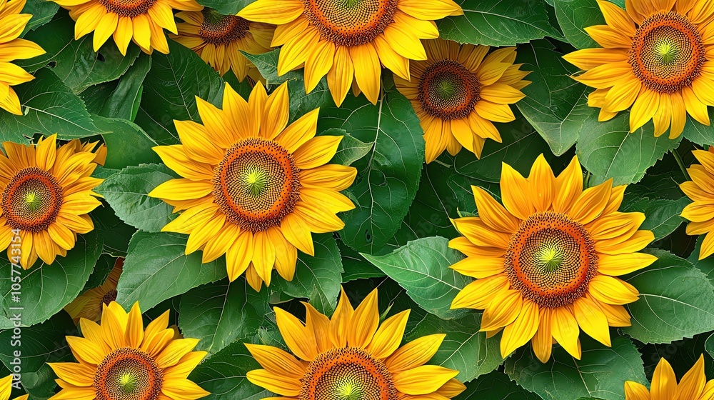 seamless pattern design Sunflowers with vibrant yellow petals