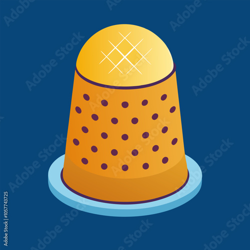 A colorful illustration of a thimble, a classic sewing tool, perfect for adding a touch of nostalgia to your designs. This whimsical graphic is ideal for craft projects, DIY tutorials.
