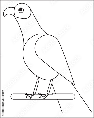 A drawing of a bird on a white background And Coloring Page For Kids.