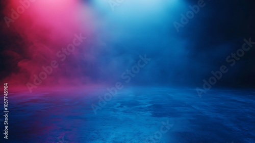 Dark street asphalt abstract dark blue background empty open dark scene neon light spotlights the concrete floor and studio room with faint smoke float up the interior texture for display products.