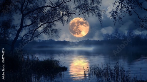night landscape with moon