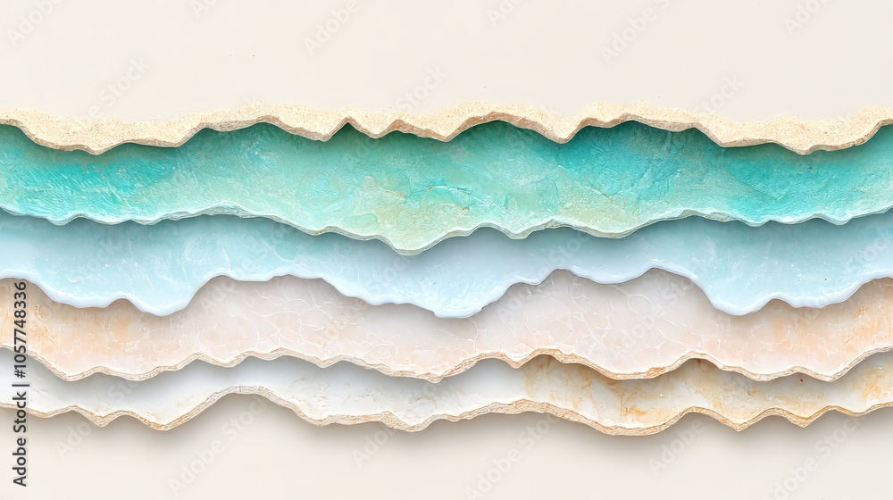 Abstract paper cut design of ocean waves and beach. Abstract paper cut design of ocean waves and beach.