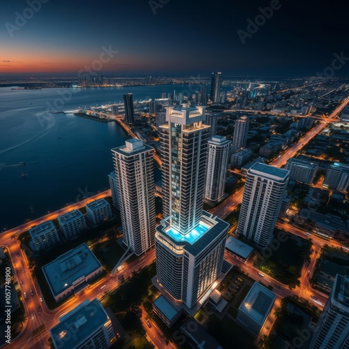 Aerial image miami beach collins avenue and indian creek Condominium  photo