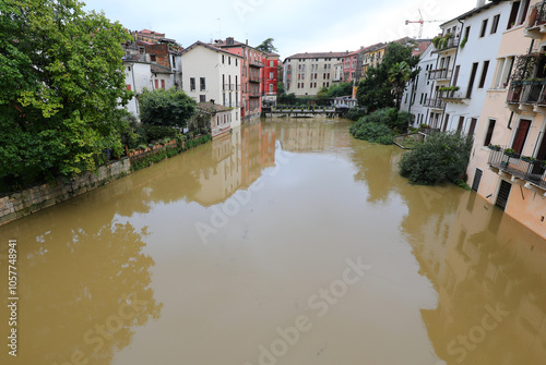 Εκτύπωση καμβά dramatic view of the Retrone river in the city of Vicenza in northern Italy duri