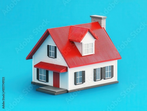 Mortgage breakdown, house model with loan terms, 3D illustration