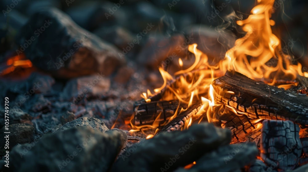 Close-up shot of campfire flames illuminating surrounding area Close-up shot of campfire flames illuminating surrounding area
