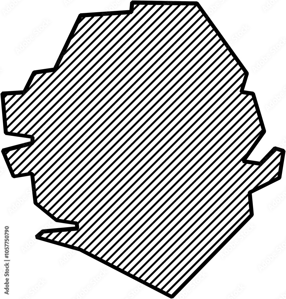 hatch line drawing of sierra leone map. hatch line drawing of sierra leone map.