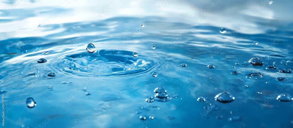 Captivating droplets accentuate the beauty of the water's surface. Captivating droplets accentuate the beauty of the water's surface.
