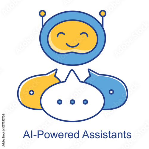 AI-Powered Assistants Icon – Chat Bubble with AI Symbol, Indicating Smart Virtual Assistance.