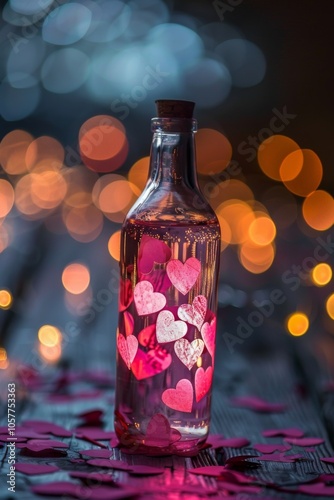 A bottle full of hearts.