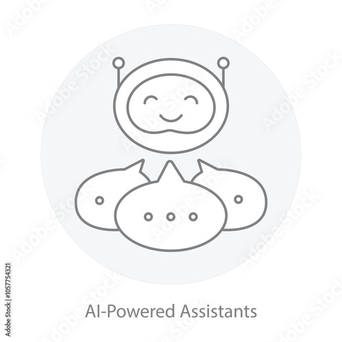 AI-Powered Assistants Icon – Chat Bubble with AI Symbol, Indicating Smart Virtual Assistance.