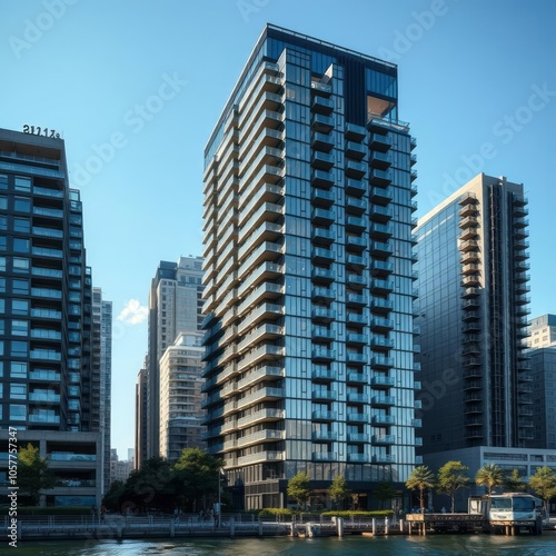 June 6 2018 - ny new york usa - condos and apartment buildings on the hudson river upper west side Condominium 