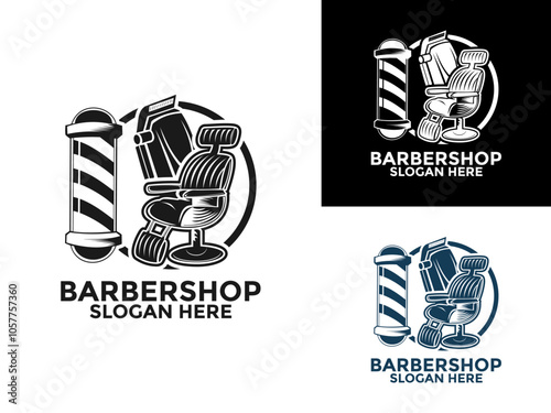 Barbershop vintage Logo design vector, Retro Salon Hair style logo design template