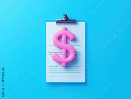 Moneysaving tips, dollar sign with checklist, 3D illustration photo