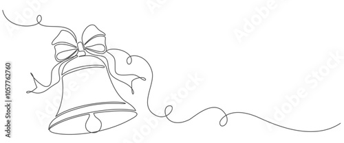 Christmas bell line art. Christmas decoration line art