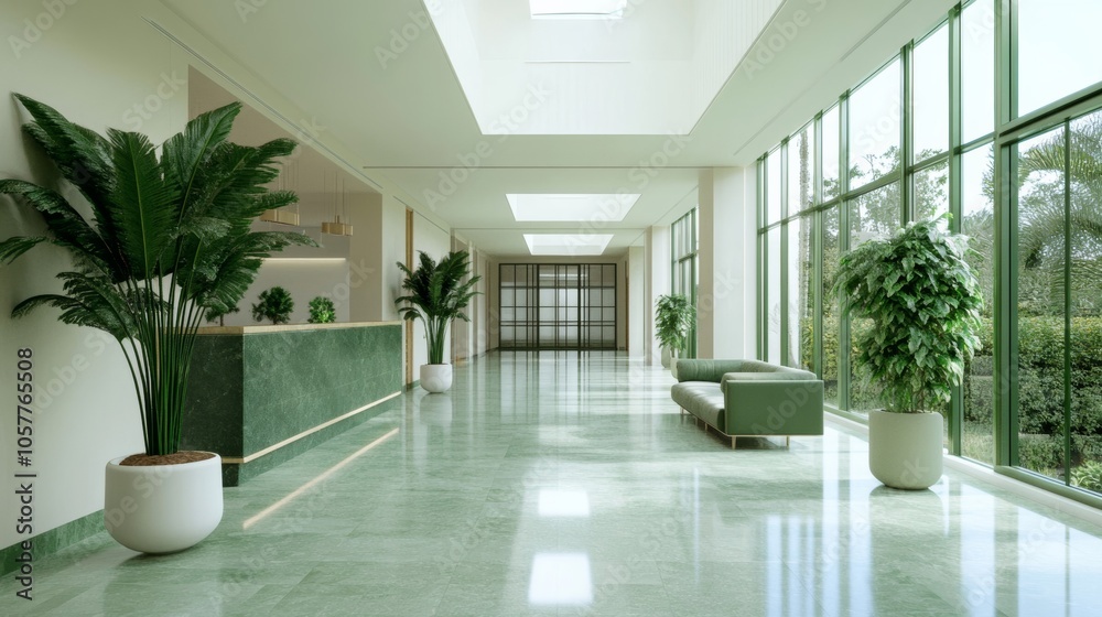 Fototapeta premium Soft light emphasizes green efforts; pastel palette represents future care 