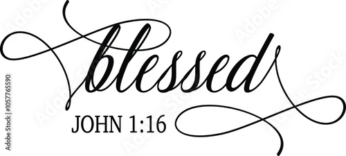 Black Blessed calligraphy. Hand drawn lettering phrase, Calligraphy t shirt design, Isolated on white background, svg Files for Cutting Cricut and Silhouette, EPS 10	