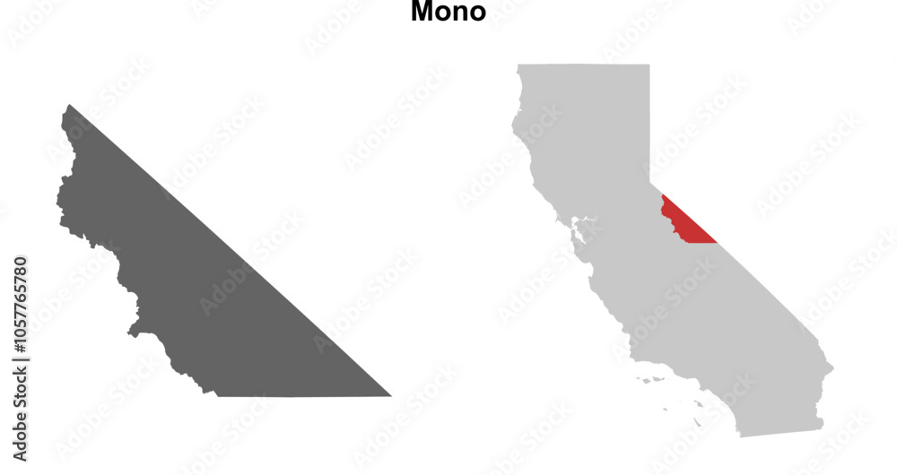 Fototapeta premium Mono County (California) blank outline map set