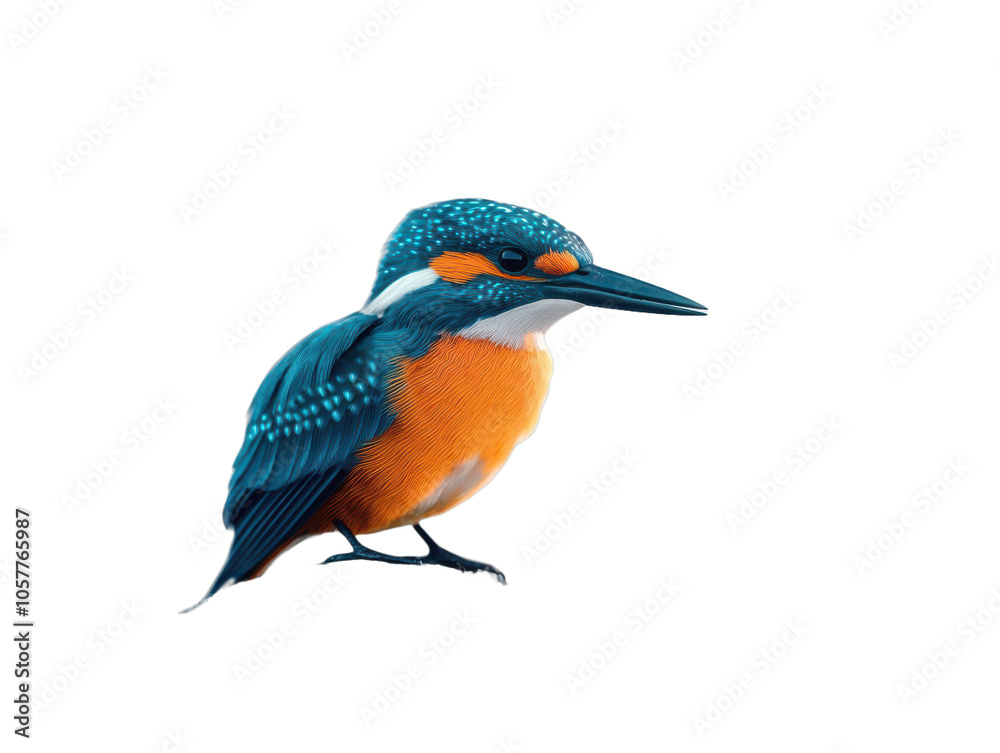 Obraz premium Blue and Orange Kingfisher Bird Illustration