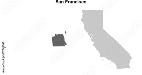 San Francisco County (California) blank outline map set
