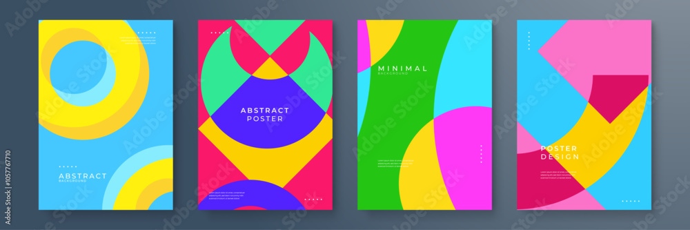 Fototapeta premium Vibrant Abstract Geometric Posters in Bold Primary Colors