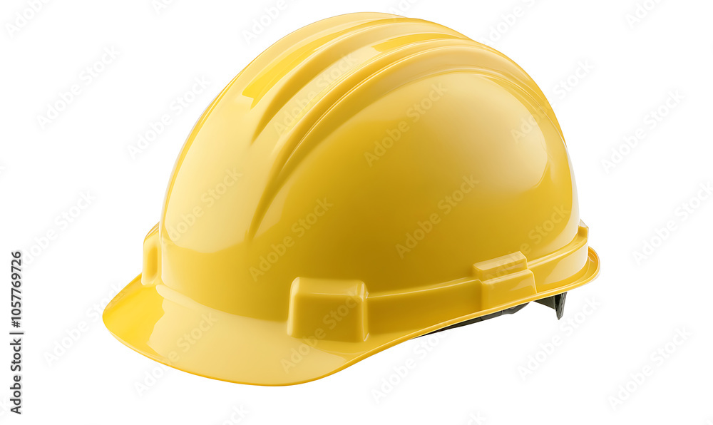 Fototapeta premium Yellow Construction Helmet and Gloves on White Background 