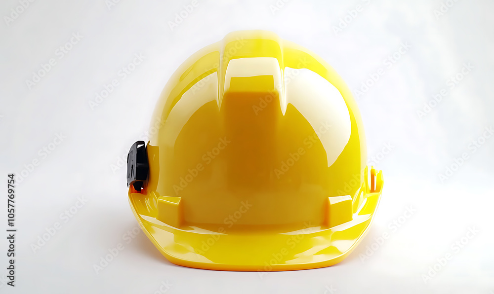 Yellow Construction Helmet and Gloves on White Background
