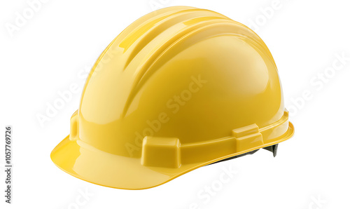 Yellow Construction Helmet and Gloves on White Background

