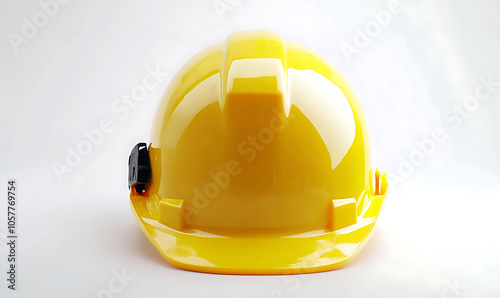 Yellow Construction Helmet and Gloves on White Background
