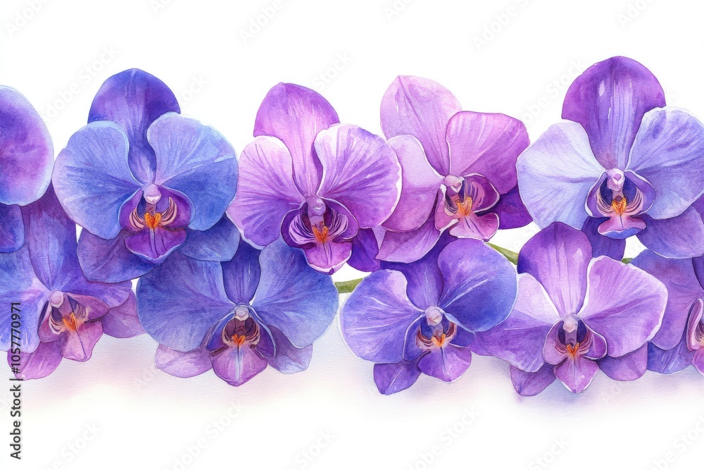 A vibrant arrangement of purple orchids showcasing their beauty and elegance. A vibrant arrangement of purple orchids showcasing their beauty and elegance.