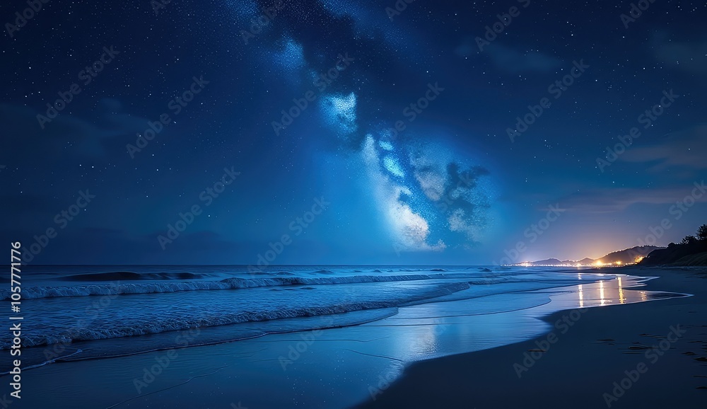 Fototapeta premium picturesque beach with gentle sea waves