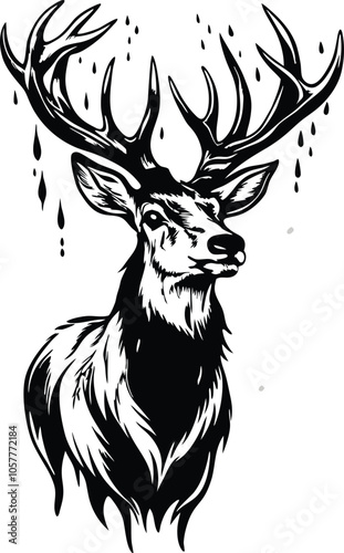 Black And White Deer Antler Illustration