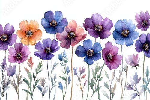 Wallpaper Mural A vibrant arrangement of various flowers in soft colors against a white background. Torontodigital.ca