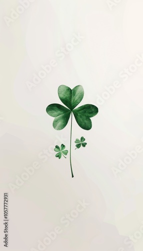 Minimalist St. Patrick's Day Card Design with Elegant Four Leaf Clover Motif