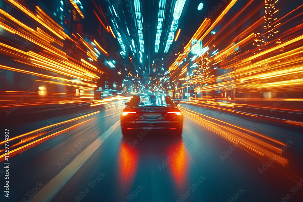 a fast-paced journey through the luminous night capturing the essence of urban driving