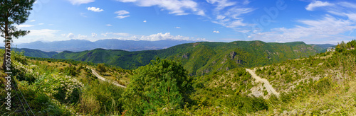 Panoramic landscape of the western Rhodope Mountains