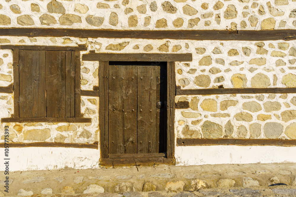 Wall with typical window, in Bansko,