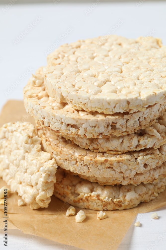 Round rice cakes on table