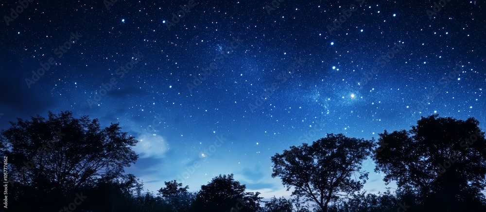 Silhouetted Trees Beneath a Starry Sky Silhouetted Trees Beneath a Starry Sky