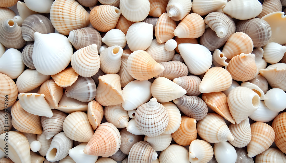 Sea shells aesthetically arranged on a sandy background Sea shells aesthetically arranged on a sandy background