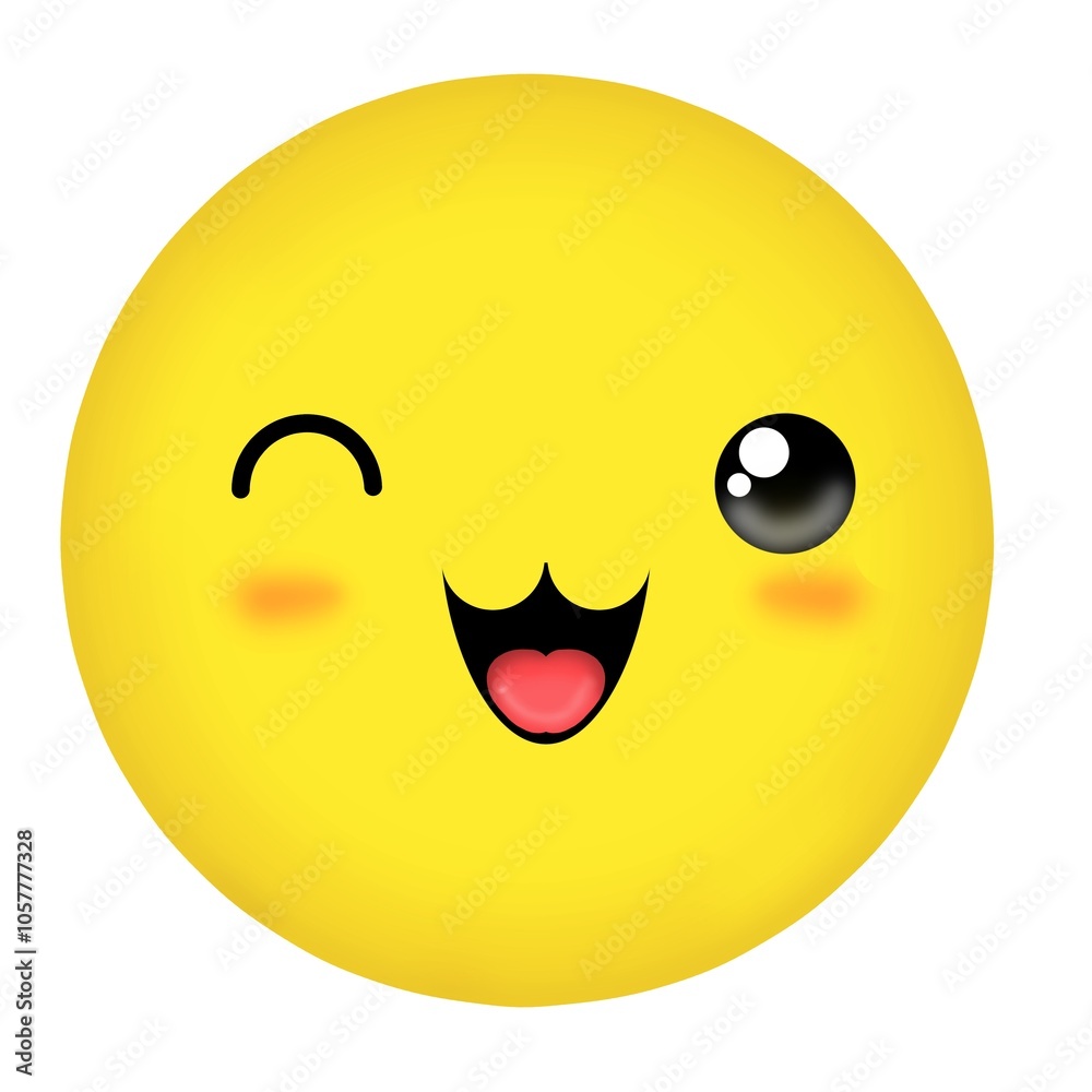 Fototapeta premium smiley face with a smile, illustration of a smiley face, illustration of a yellow smiley face, smiley face, happy smiley face, smiley face on white, emoji, emoticon, face, smile, emotion, happy, art
