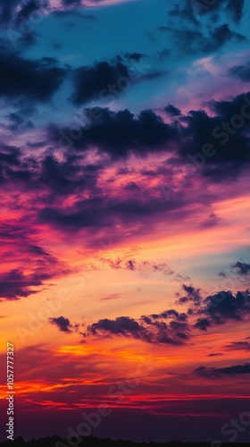 Dusk sky with vibrant hues of orange background