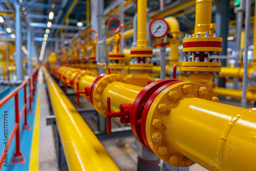 Wallpaper Mural A closeup shot of yellow gas pipes in an industrial setting. Torontodigital.ca