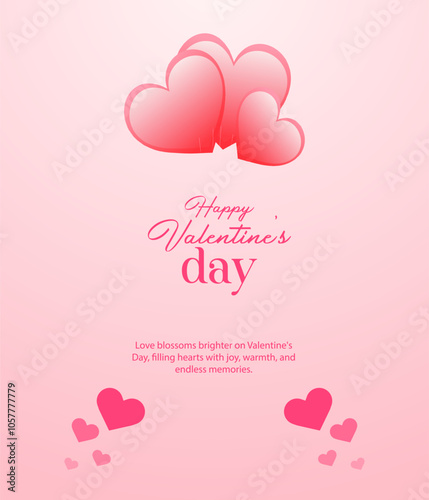 Happy Valentine's day sale header or voucher template with hearts. Rose cloudscape border frame pastel colors. Valentine's Day holiday getting card with red rose shape heart and paper hearts Vector