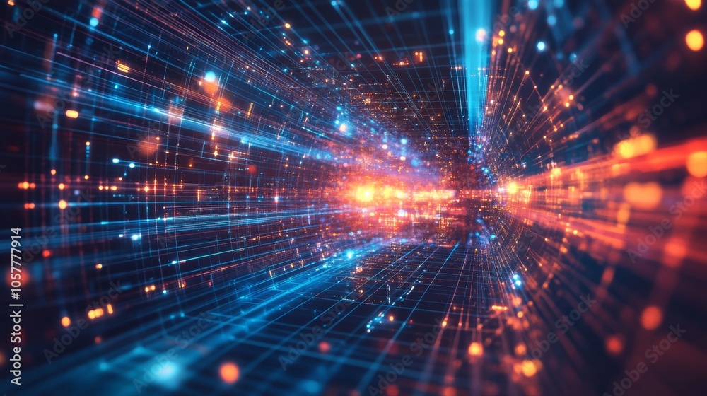 Digital background with lines, grids and futuristic glowing elements, perfect for presentations or websites with a technology theme. Digital background with lines, grids and futuristic glowing elements, perfect for presentations or websites with a technology theme.