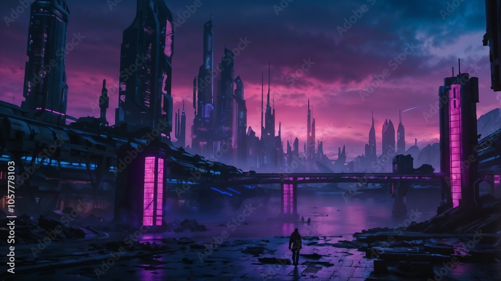 Obraz premium city skyline at night