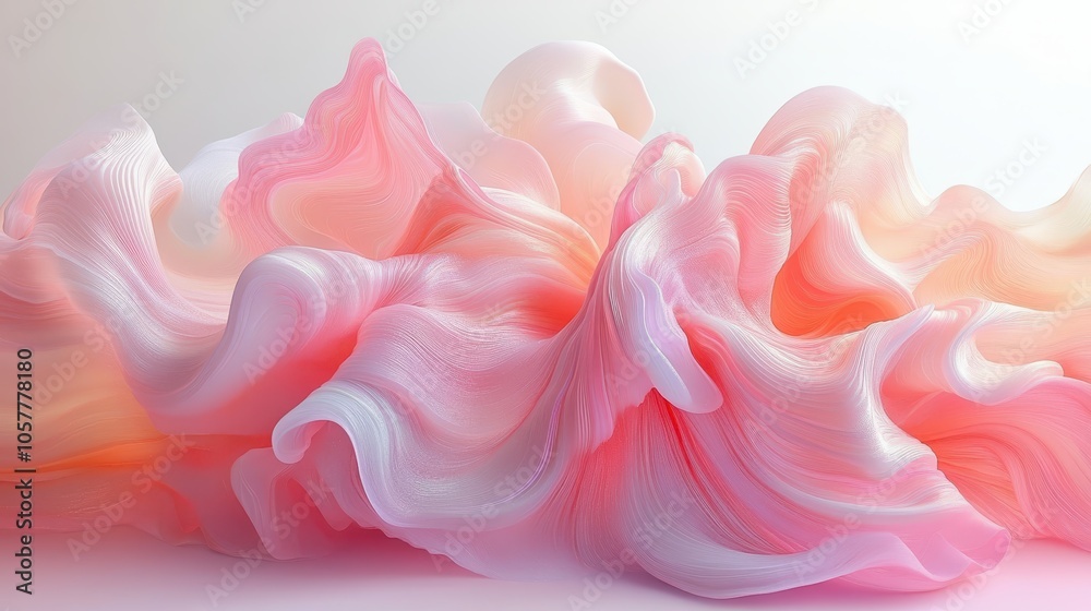 Swirling Pastel Harmony, an abstract composition featuring fluid shapes in soft pink, peach, and white tones, evoking tranquility and elegance. Swirling Pastel Harmony, an abstract composition featuring fluid shapes in soft pink, peach, and white tones, evoking tranquility and elegance.