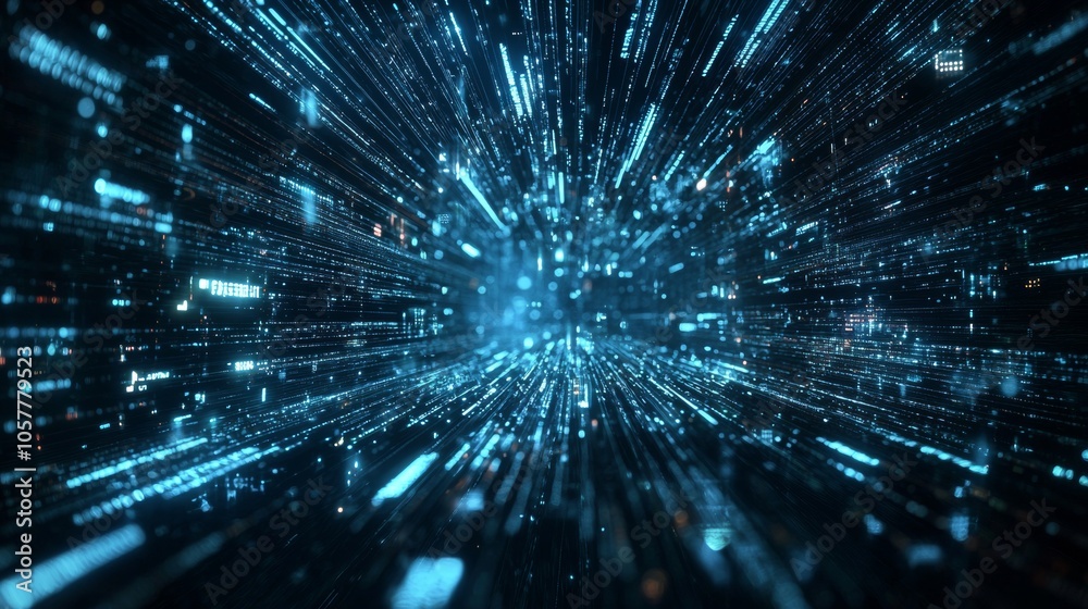 Futuristic digital data flow in high-speed network visualization Futuristic digital data flow in high-speed network visualization