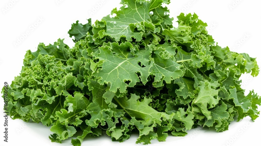 Obraz premium Pile of kale leaves, emphasizing their freshness and vivid green tones