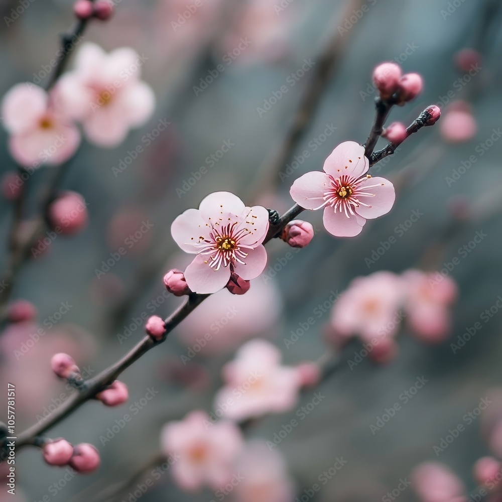 Plum blossoms bloom amidst winter's grip. Plum blossoms bloom amidst winter's grip.